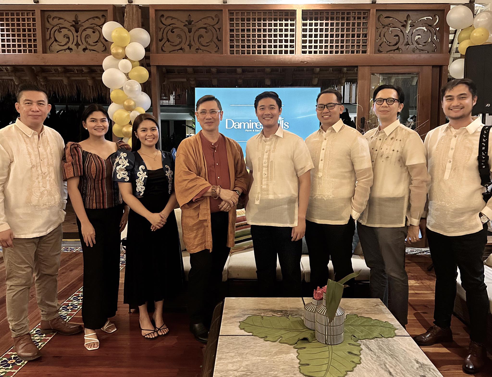 Prometheus Creative Director Benjamin Austin Pe attends the 13th anniversary of Damires Hills Farm and Spa Resort with Prometheus CEO Lcid Crescent Fernandez, COO Blessed Bea Plondaya, ECD Francis Gino Fanega, and Pototan, Iloilo Sangguniang Bayan Member and owner of Damires Hills Paolo Tirador.